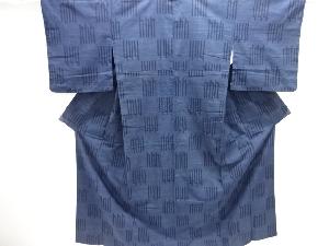 アンティーク　綿薩摩幾何学模様織出し着物